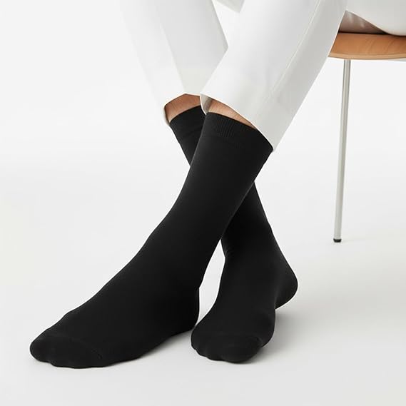 Men's Cotton Odour Free Black Plain Full Length Socks- Pack of 3