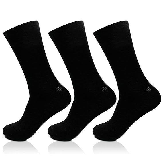 Men's Cotton Odour Free Black Plain Full Length Socks- Pack of 3