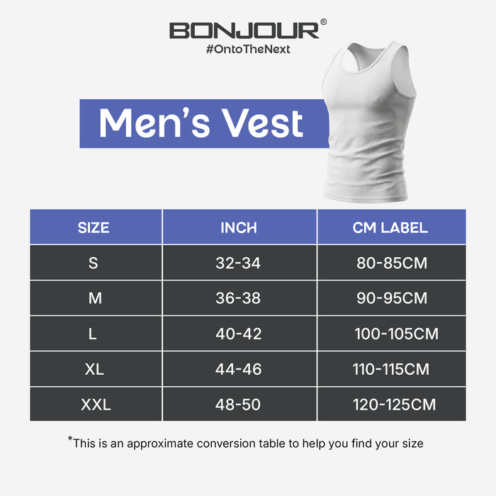 Men's Cotton Ribbed Stretch-Fit Sleeveless White Vests – Pack of 1