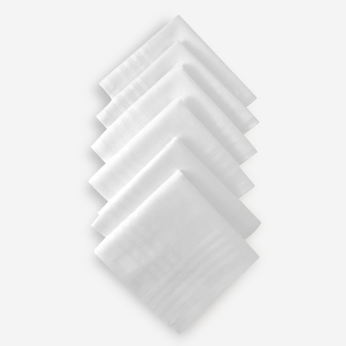 Men’s Formal Cotton Handkerchiefs | Soft & Breathable | Self White | Pack of 6