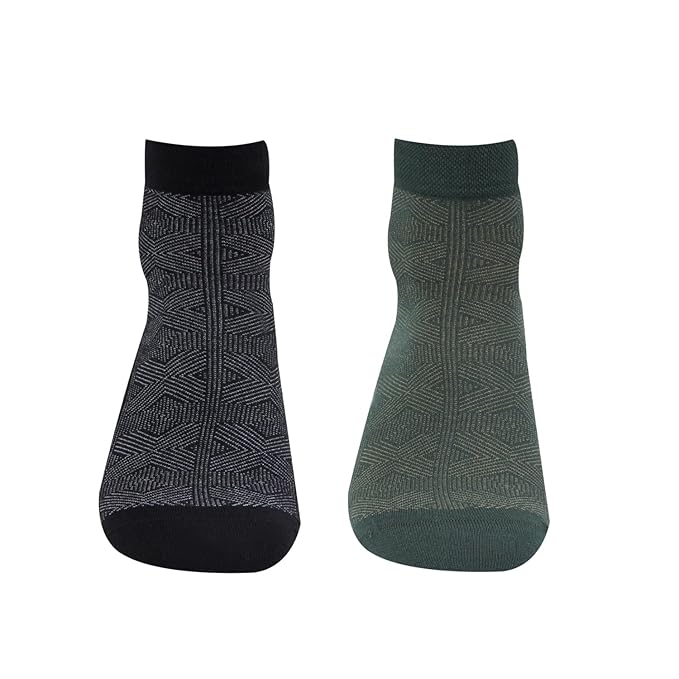 Men’s Geometric Pattern Ankle Socks (Black & B.Green)