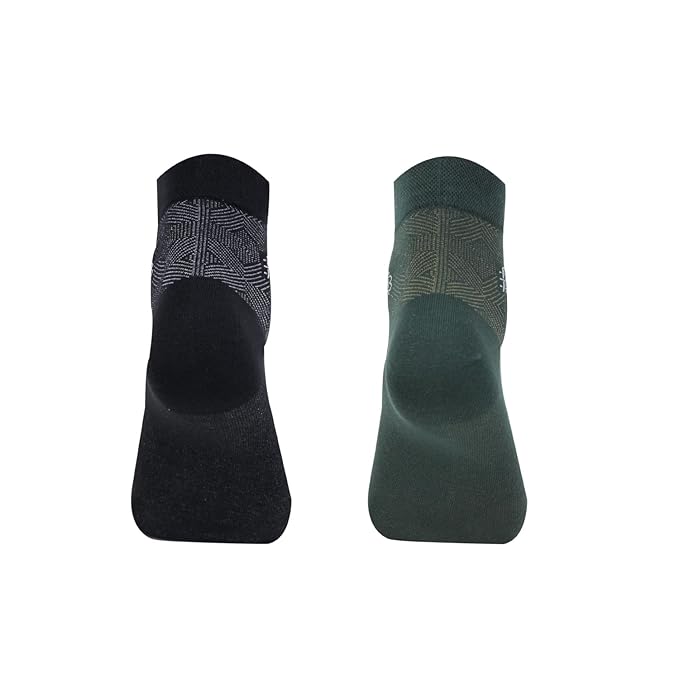 Men’s Geometric Pattern Ankle Socks (Black & B.Green)