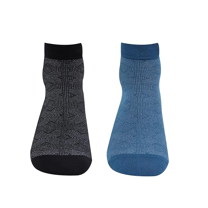 Men’s Geometric Pattern Ankle Socks (Black/Airforce)