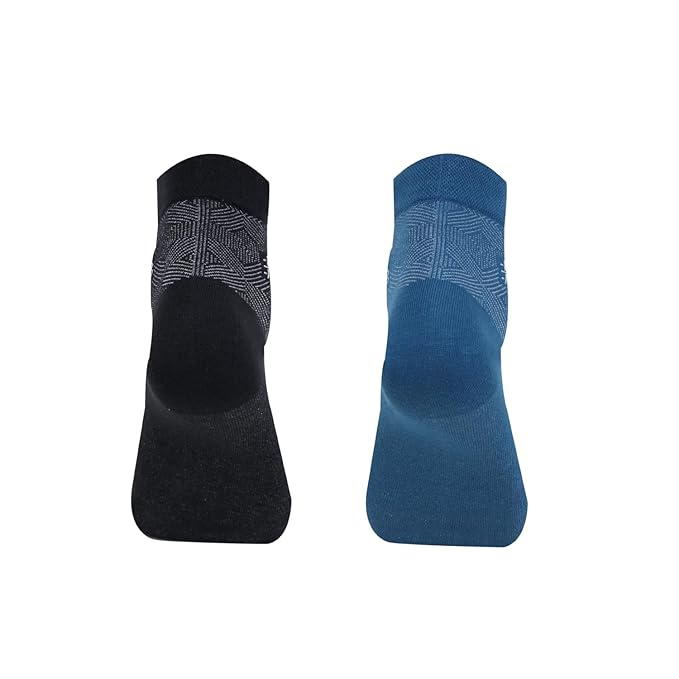 Men’s Geometric Pattern Ankle Socks (Black/Airforce)