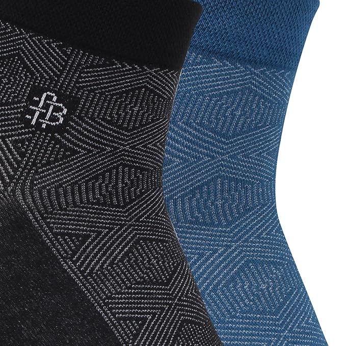 Men’s Geometric Pattern Ankle Socks (Black/Airforce)