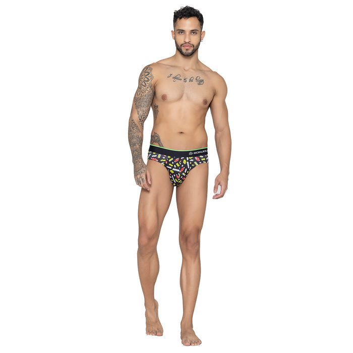 Men's Multicolor Supersoft Printed Modal Cotton Briefs - Single Pack| Black