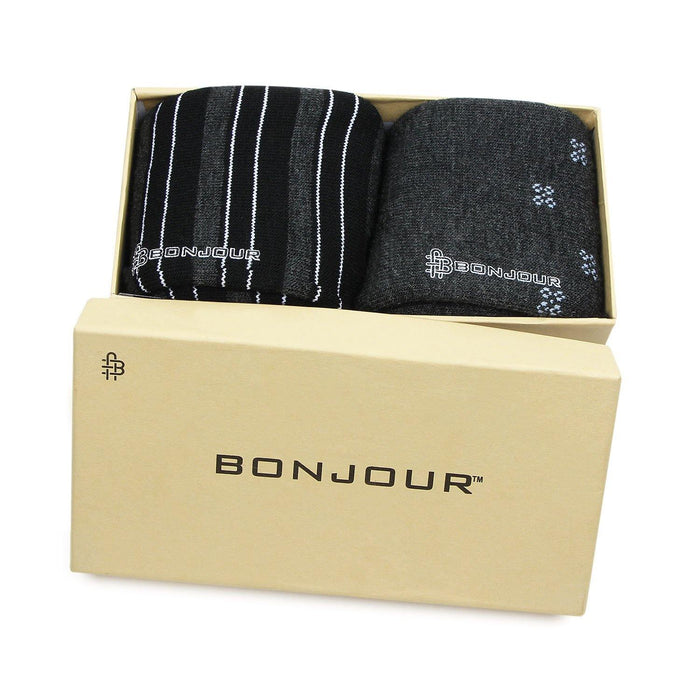 Men's Multicolored Cushioned Crew Woolen Socks - Pack of 2 - Bonjour Group
