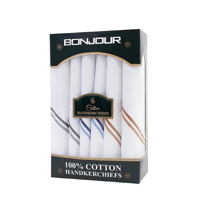 Men's Premium 100% Pure Cotton Handkerchief (Pack of 6)