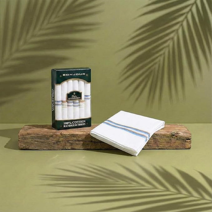 Men's Premium 100% Pure Cotton Handkerchief (Pack of 6)