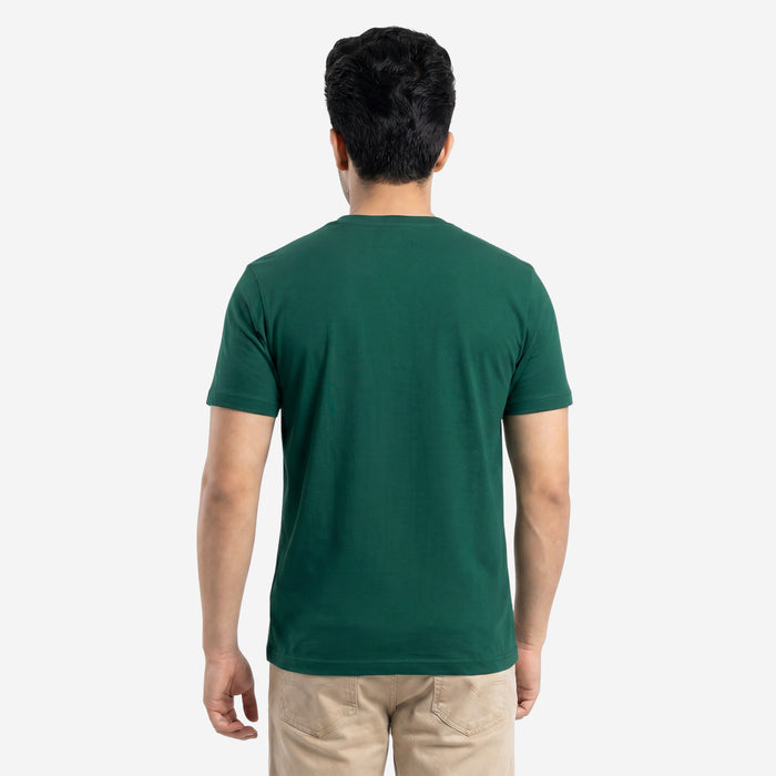 Men's Printed Round Neck Short Sleeve T-Shirt (Green)