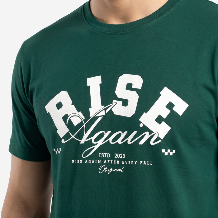 Men's Printed Round Neck Short Sleeve T-Shirt (Green)
