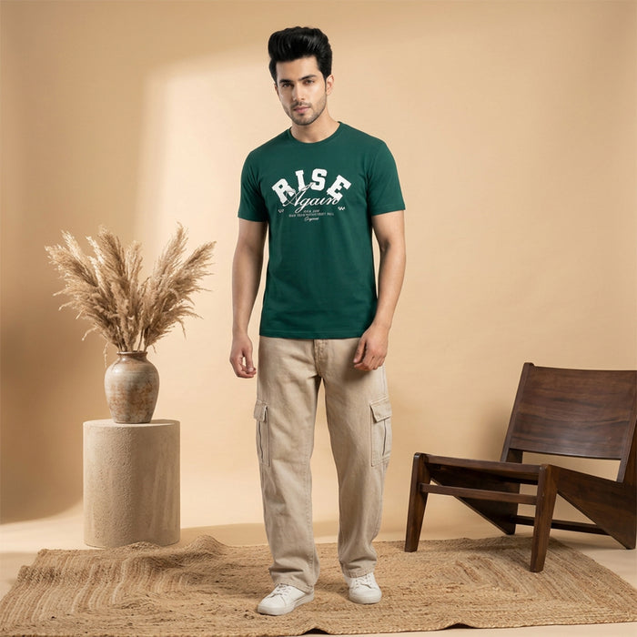Men's Printed Round Neck Short Sleeve T-Shirt (Green)