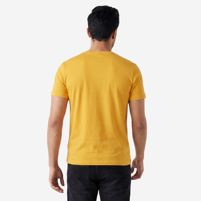Men's Printed Round Neck Short Sleeve T-Shirt (Mustard)