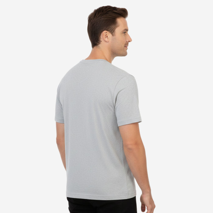 Men’s Printed Round‑Neck T‑Shirt (Lt.Grey Mel)