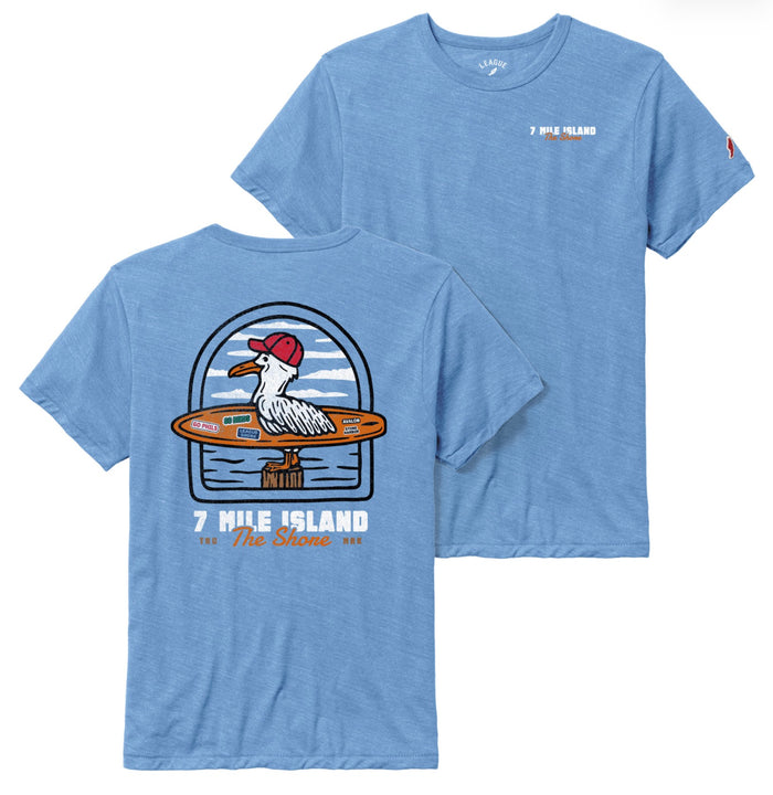 Mens Seagull Surf's Up Tee - Heather Power Blue