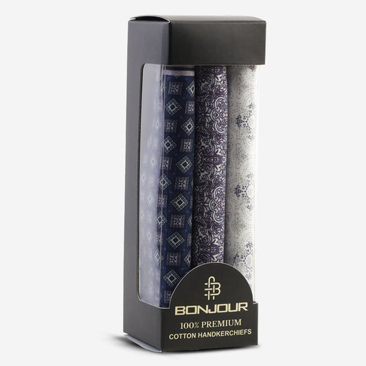 Men’s Silcora Cotton Handkerchiefs | 100% Pure Cotton | Soft & Absorbent | Pack of 3 | Regular - Size