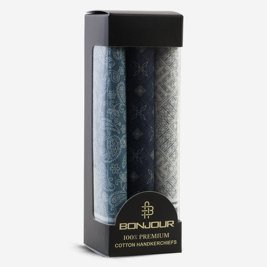 Men’s Silcora Cotton Handkerchiefs | 100% Pure Cotton | Soft & Absorbent | Pack of 3 | Regular - Size