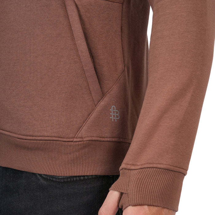 Men’s Solid Zipper Hooded Jacket (Brown)