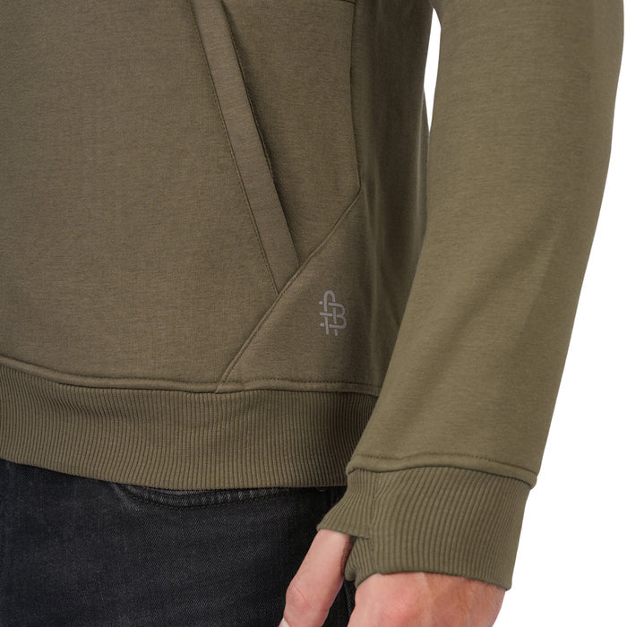 Men’s Solid Zipper Hooded Jacket (Olive)