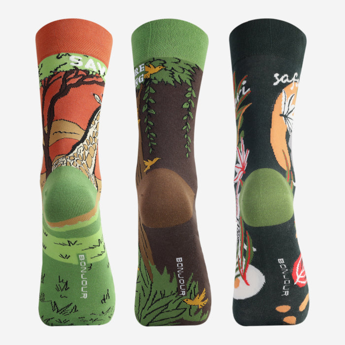 Men's Wildlife Travel Designer Socks (Pack of 3)