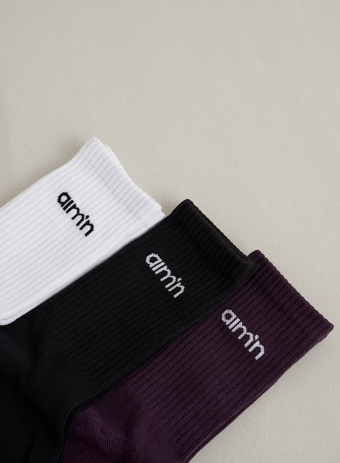 Midnight Plum Young aim'n Logo Socks 3-pack