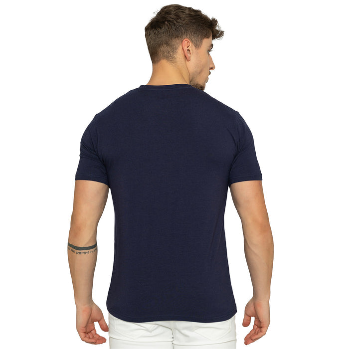 Navy Round Neck Half Sleeves T-Shirt for Men