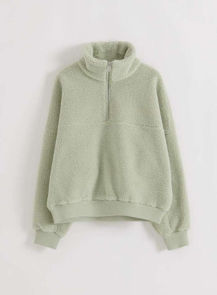 aim'n Pistachio Pile Half Zip in a flatlay view