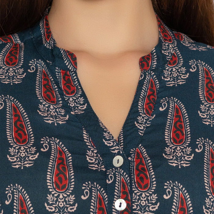 Printed Short Kurti for Women – 3/4th Sleeve Design