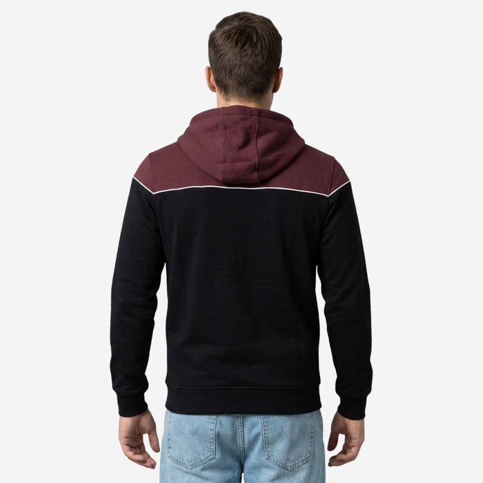 Relaxed Fit Printed Zip-Through Hoodie for Men (Black)