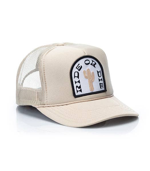 Ride or Die Patch Trucker Hat: Black