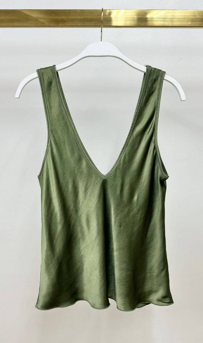 Silky V Neck Tank Navy