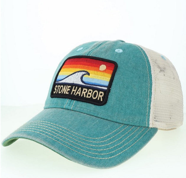 Stone Harbor Aqua Blue Horizon Wave Trucker Hat