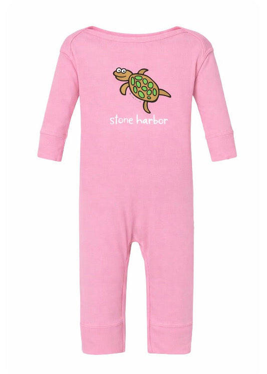 Stone Harbor Infant Long Romper Turtle Pink