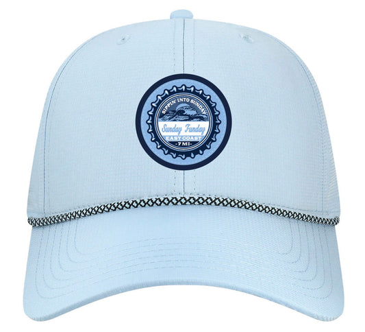 Sunday Funday Light Blue Bottle Cap Ripper Hat w/rope
