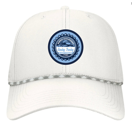 Sunday Funday White Bottle Cap Ripper Hat w/rope