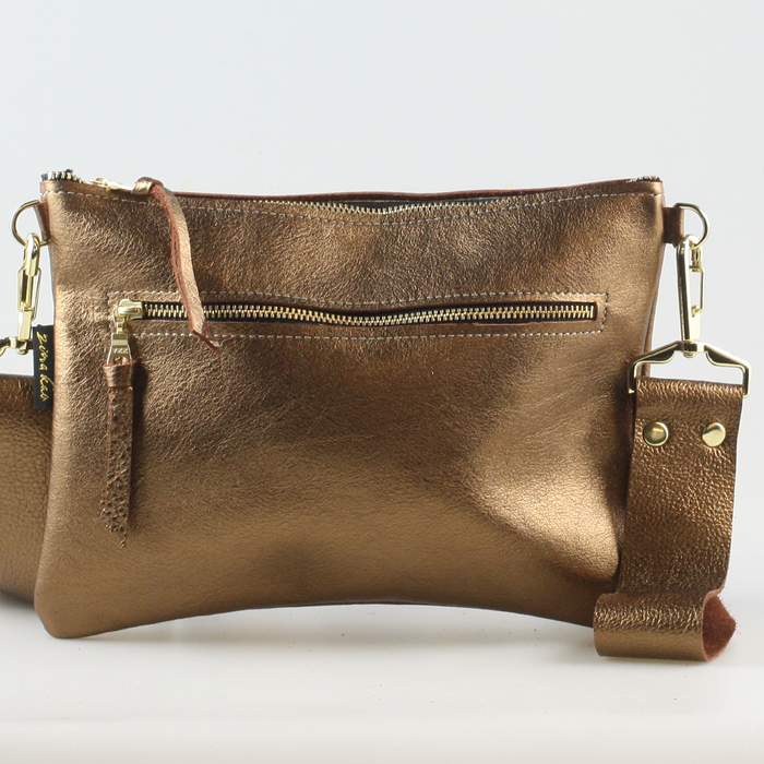 The Metallic Rita Crossbody and Hipbag: Bronze