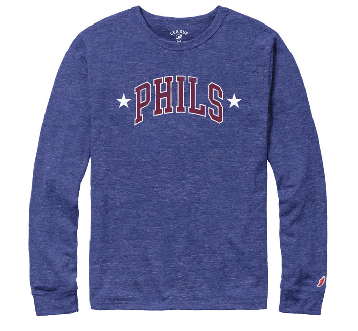 Unisex Phils Long Sleeve Tee - Heather Royal Blue