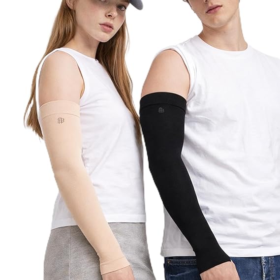 Unisex UV Sun Protection Black/Skin Arm Shield - Pack of 2