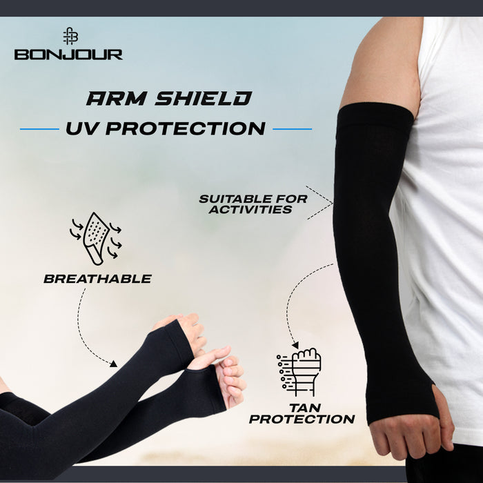 Unisex UV Sun Protection Black/Skin Arm Shield - Pack of 2