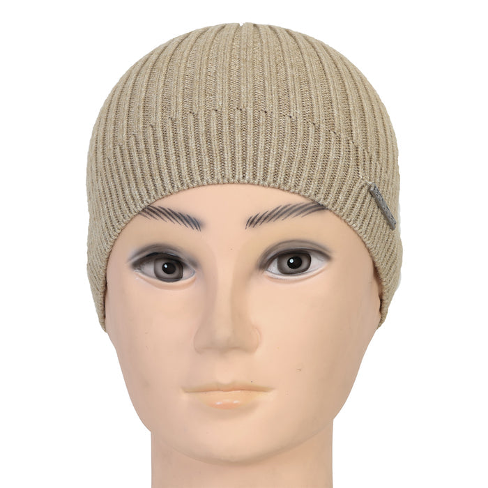 Unisex Woolen Winter Beanie Cap (Beige)
