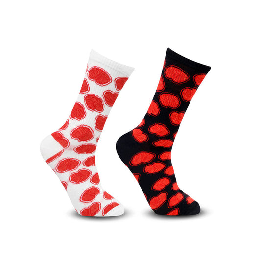 Valentine Couple Crew Length Socks White & Black