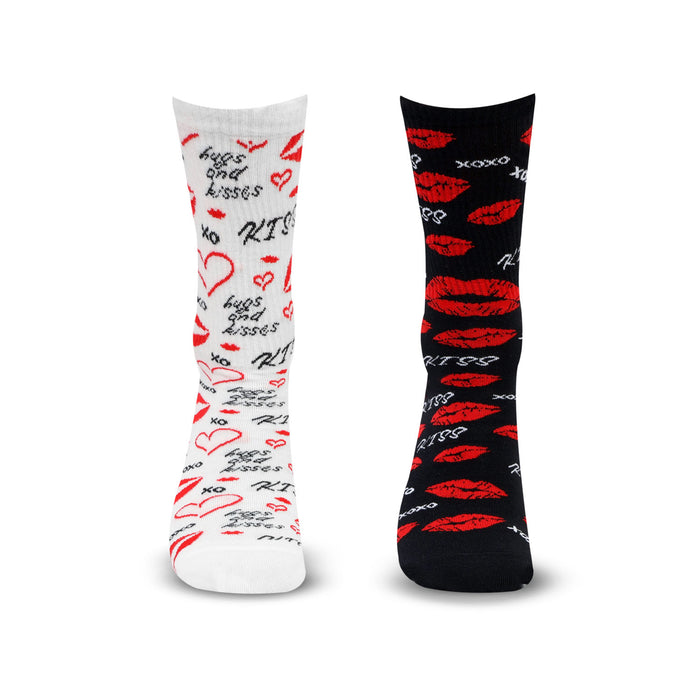 Valentine Couple Crew Length Socks White & Black
