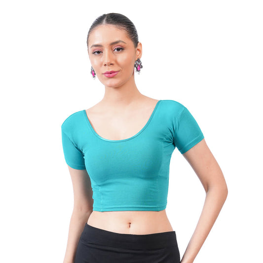 Vami Women's Cotton Stretchable Readymade Blouses - Garden Green