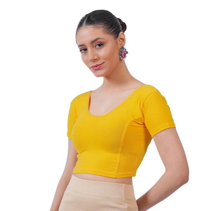 Vami Women's Cotton Stretchable Readymade Blouses - Sun Flower