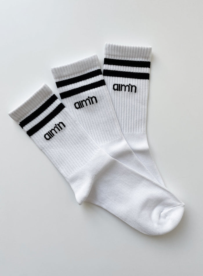 White Aim High Socks 3-Pack
