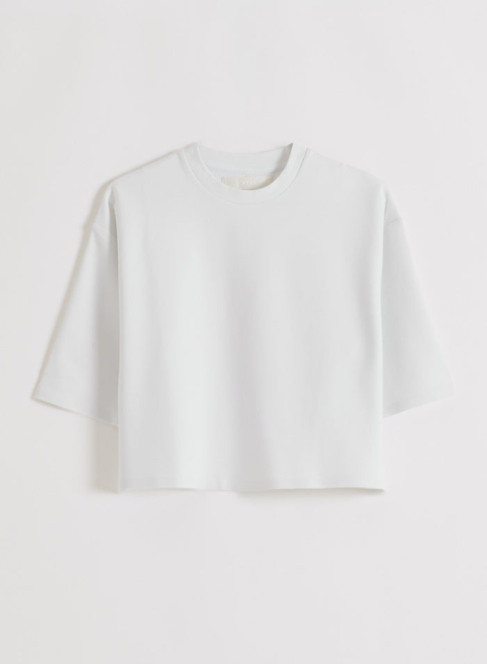 White Luxe Boxy Short Sleeve flat lay