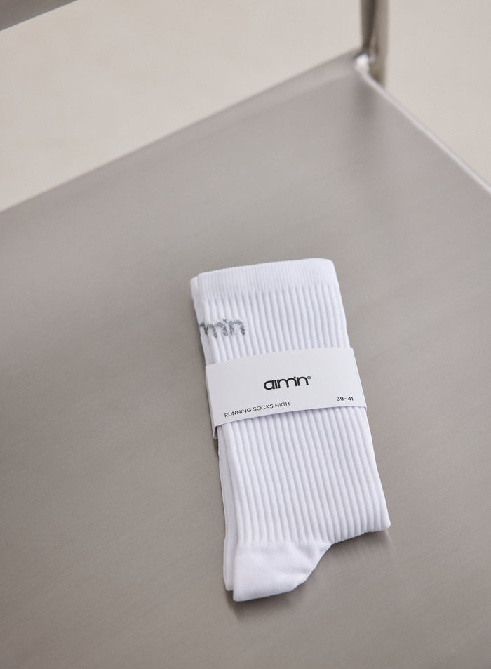 White Running Socks High