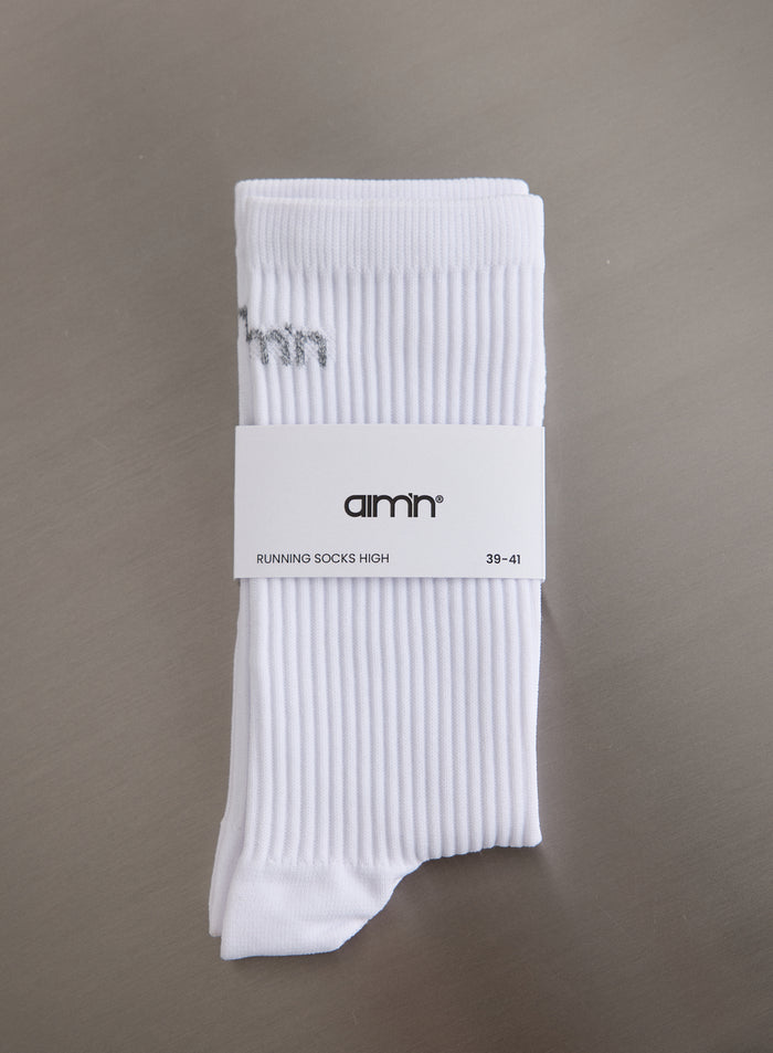 White Running Socks High