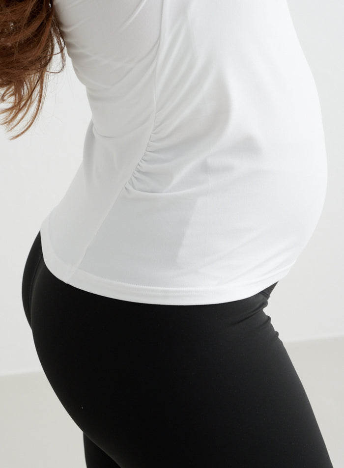 White Soft Basic Maternity Long Sleeve