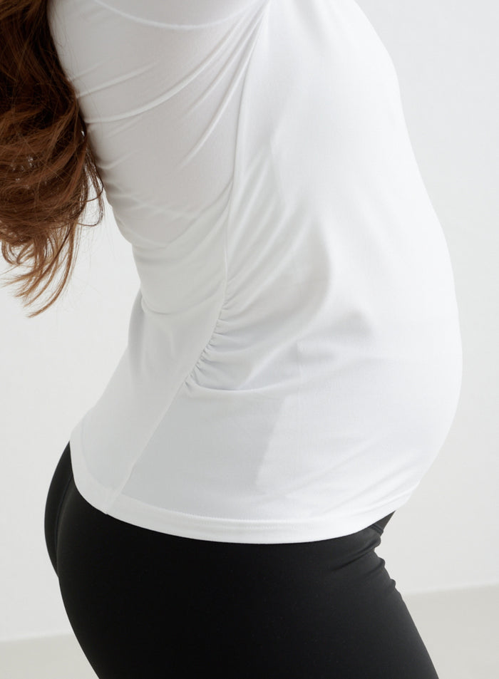White Soft Basic Maternity Short Sleeve